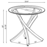 Brooke Round Glass Top Side End Table Metal Base Chrome | Full | Silver | Chrome | 702587