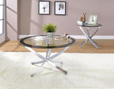Brooke 2-piece Round Coffee and End Table Set Chrome | King | Silver | Chrome | 702588-S2