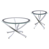 Brooke 2-piece Round Coffee and End Table Set Chrome | King | Silver | Chrome | 702588-S2