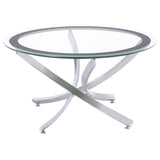 Brooke 2-piece Round Coffee and End Table Set Chrome | King | Silver | Chrome | 702588-S2