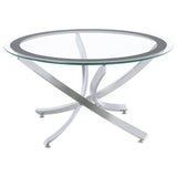 Brooke 3-piece Round Coffee and End Table Set Chrome | Silver | Chrome | 702588-S3