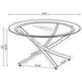 Brooke Round Glass Top Coffee Table Metal Base Chrome | Full | Silver | Chrome | 702588
