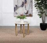 Aldis Round Marble Top Side End Table White and Natural | Full | White | 703717