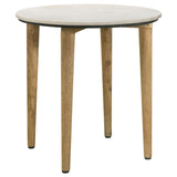 Aldis Round Marble Top Side End Table White and Natural | Full | White | 703717