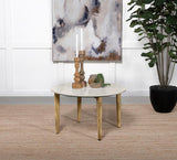 Aldis Round Marble Top Coffee Table White and Natural | White | 703718