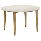 Aldis Round Marble Top Coffee Table White and Natural | White | 703718
