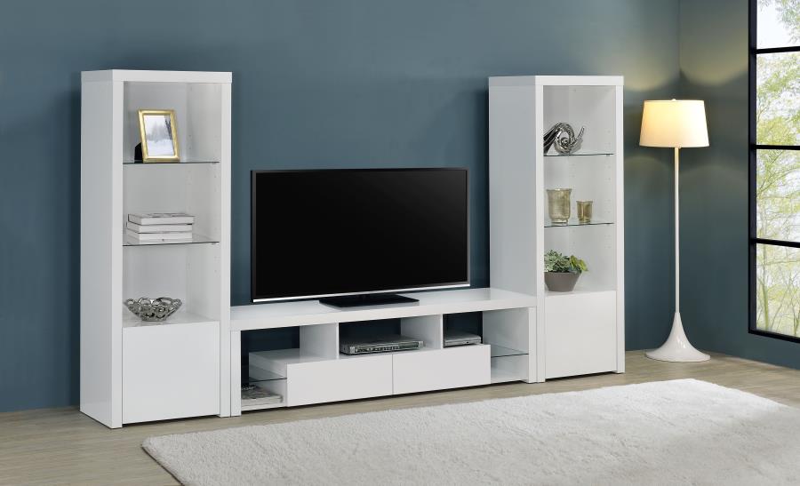 Jude 3-piece 71-inch TV Entertainment Center White High Gloss | White | White High Gloss | 704251-SET