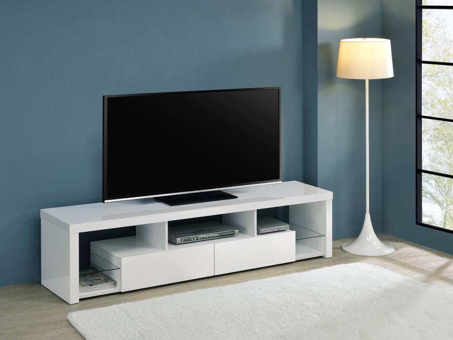 Jude 2-drawer Engineered Wood 71-inch TV Stand High Gloss White | White | White High Gloss | 704251