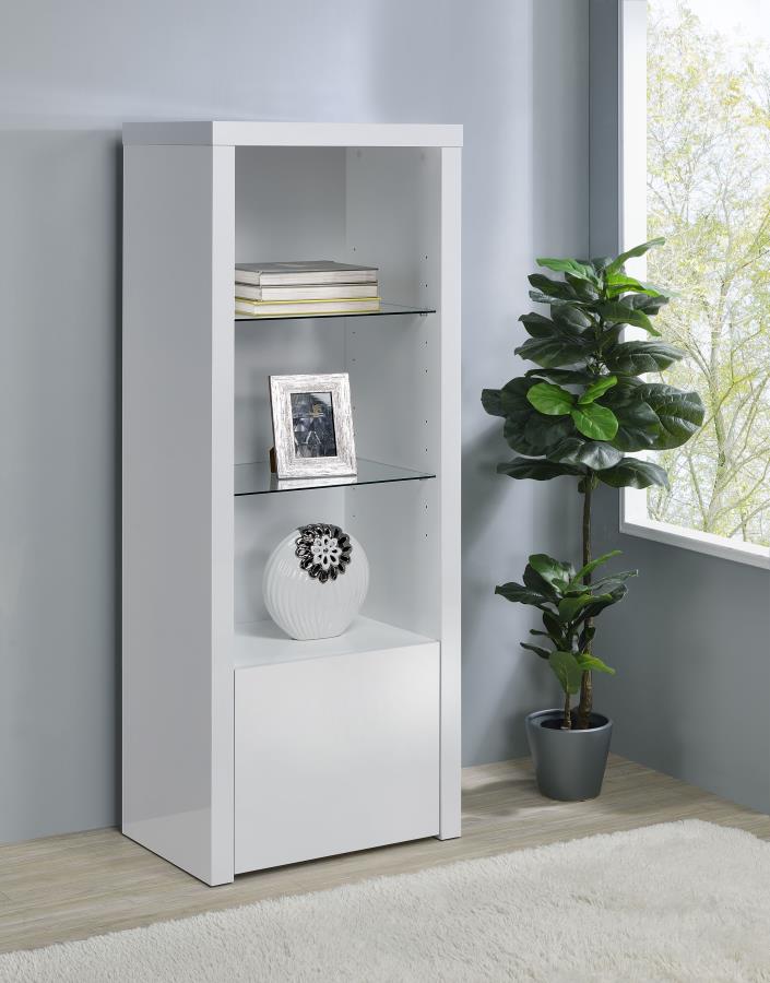 Jude 3-shelf Engineered Wood Media Tower High Gloss White | White | White High Gloss | 704254