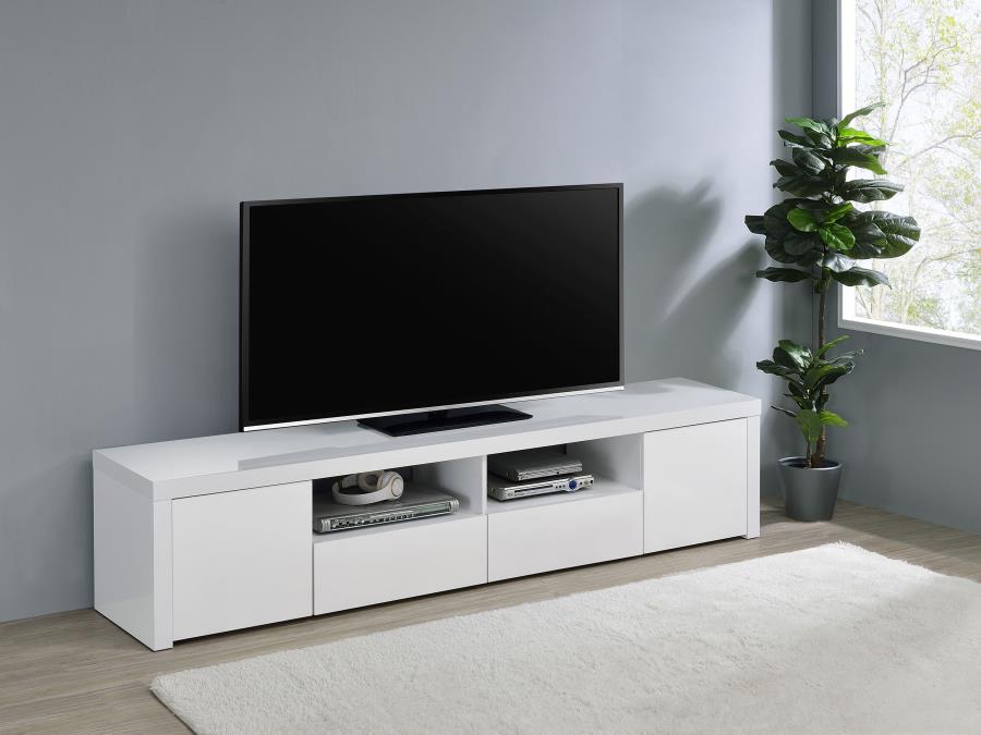 Jude 2-door Engineered Wood 79-inch TV Stand High Gloss White | White | White High Gloss | 704262