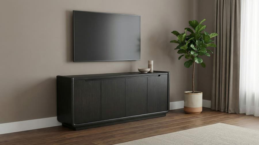Leandro 72-inch 4-door TV Stand Media Console Burnished Black | Black | Burnished Black | 704633