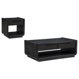 Leandro 2-piece Wood Coffee and End Table Set Burnished Black | Black | Burnished Black | 704638-S2