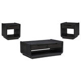 Leandro 3-piece Wood Coffee and End Table Set Burnished Black | Black | Burnished Black | 704638-S3