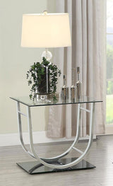 Danville Square U-Shaped Glass Top Side End Table Chrome | King | Silver | Chrome | 704987