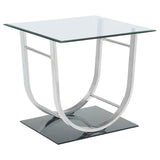 Danville Square U-Shaped Glass Top Side End Table Chrome | King | Silver | Chrome | 704987