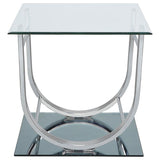 Danville Square U-Shaped Glass Top Side End Table Chrome | King | Silver | Chrome | 704987