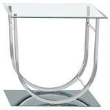 Danville Square U-Shaped Glass Top Side End Table Chrome | King | Silver | Chrome | 704987