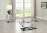 Danville 2-piece Glass Top Coffee and End Table Set Chrome | King | Silver | Chrome | 704988-S2