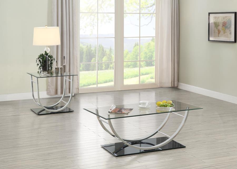 Danville 2-piece Glass Top Coffee and End Table Set Chrome | King | Silver | Chrome | 704988-S2