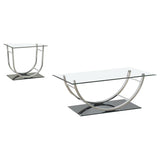 Danville 2-piece Glass Top Coffee and End Table Set Chrome | King | Silver | Chrome | 704988-S2