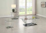Danville 2-piece Glass Top Coffee and End Table Set Chrome