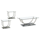 Danville 3-piece Glass Top Coffee and End Table Set Chrome | Silver | Chrome | 704988-S3