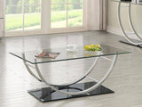 Danville Rectangular U-Shaped Glass Top Coffee Table Chrome | King | Silver | Chrome | 704988