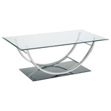 Danville Rectangular U-Shaped Glass Top Coffee Table Chrome | King | Silver | Chrome | 704988