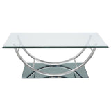 Danville Rectangular U-Shaped Glass Top Coffee Table Chrome | King | Silver | Chrome | 704988
