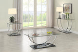 Danville Rectangular U-Shaped Glass Top Coffee Table Chrome | King | Silver | Chrome | 704988