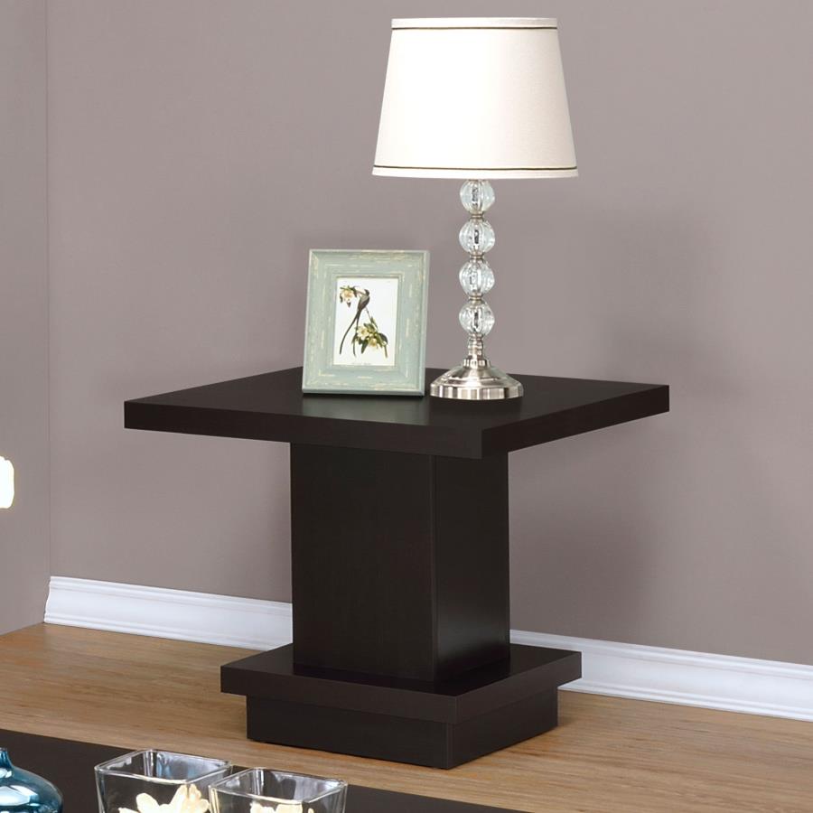 Reston Square Engineered Wood Side End Table Cappuccino | King | Brown | Cappuccino | 705167