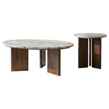 Jenna 2-piece Round Marble Top Coffee Table Set Brown | King | Brown | 706168-S2