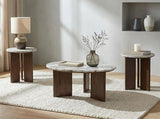 Jenna 3-piece Round Marble Top Coffee Table Set Brown | White | Brown | 706168-S3