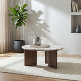 Jenna 35-inch Round Marble Top Cocktail Coffee Table Brown | King | Beige | Brown | 706168