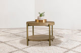 Arini Round End Side Table With Storage Shelf Sand Wash | Beige | Sand Wash | 706187