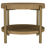 Arini Round End Side Table With Storage Shelf Sand Wash | Beige | Sand Wash | 706187