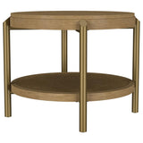 Arini Round End Side Table With Storage Shelf Sand Wash | Beige | Sand Wash | 706187