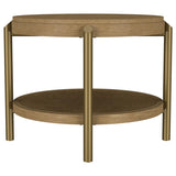 Arini Round End Side Table With Storage Shelf Sand Wash | Beige | Sand Wash | 706187