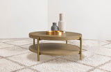 Arini Round Coffee Table With Storage Shelf Sand Wash | Beige | Sand Wash | 706188