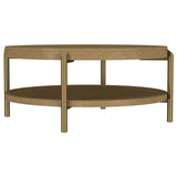 Arini Round Coffee Table With Storage Shelf Sand Wash | Beige | Sand Wash | 706188