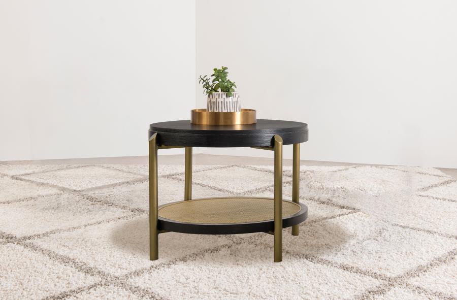 Arini Round End Side Table With Storage Shelf Black | Multi | Black | 706197