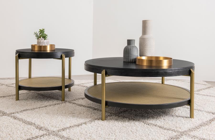 Arini 2-piece Round Coffee and End Table Set Black | Black | 706198-S2