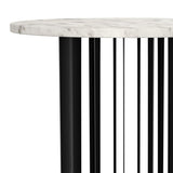 Haven Round Genuine White Marble Top End Side Table Black | White | Black | 706207