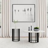 Haven 2-piece Round Marble Coffee and End Table Set Black | King | Black | 706208-S2