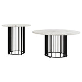 Haven 2-piece Round Marble Coffee and End Table Set Black | King | Black | 706208-S2