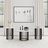 Haven 2-piece Round Marble Coffee and End Table Set Black