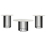 Haven 3-piece Round Marble Coffee and End Table Set Black | Black | 706208-S3