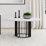 Haven Round Genuine White Marble Top Coffee Table Black | King | White | Black | 706208