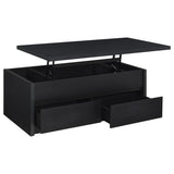 Knapp Lift Top Cocktail Coffee Table with Dual Drawers Black | King | Black | 706228