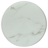 Briggs Round Marble Printed Glass Top End Side Table White | White | 706257